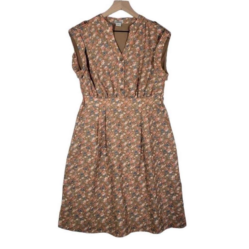 Bob Timberlake Floral Sleeveless Dress‎ M Tan